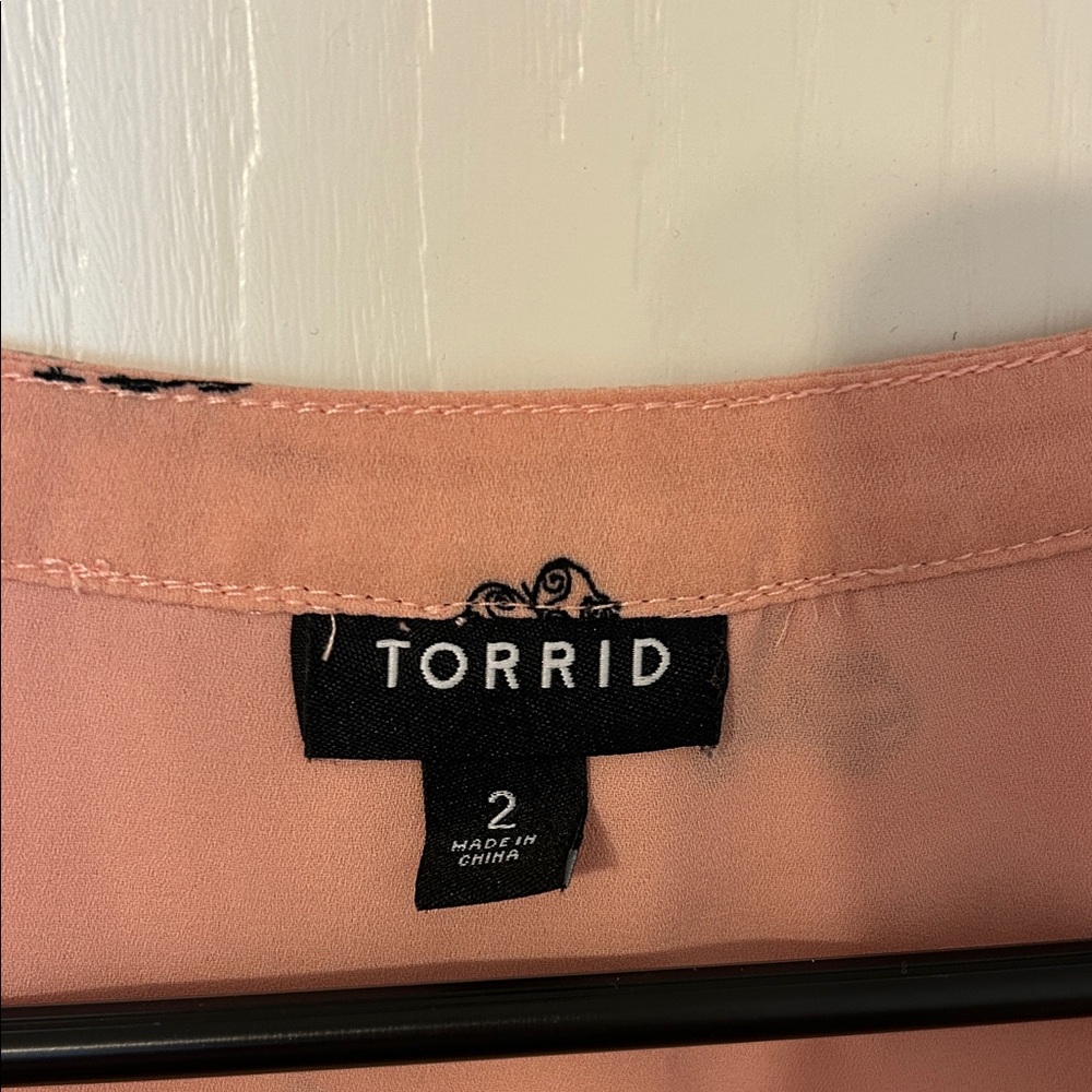 torrid Pink Button-Front Blouse with Black Motif - Picture 3 of 5